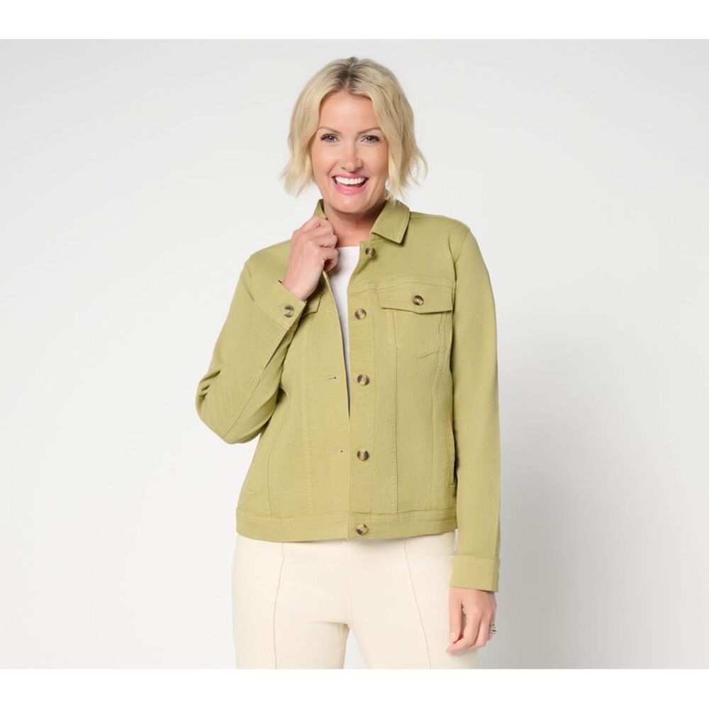 Denim & Co. Women's Jacket Sz XL Classic Welt Pockets Green A698540